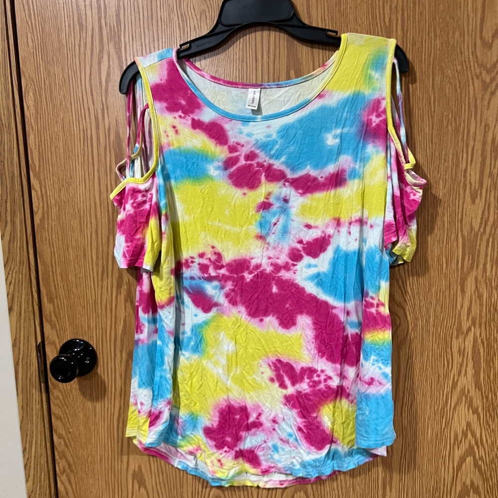 Tie-Dye Cold Shoulder Women's Top